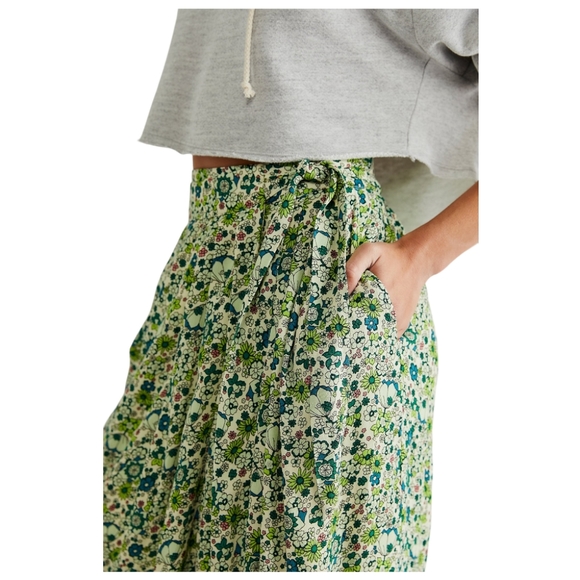 Scotch & Soda x Free People Skirt Women's S Green Floral Wrap Midi NWT - Picture 10 of 10